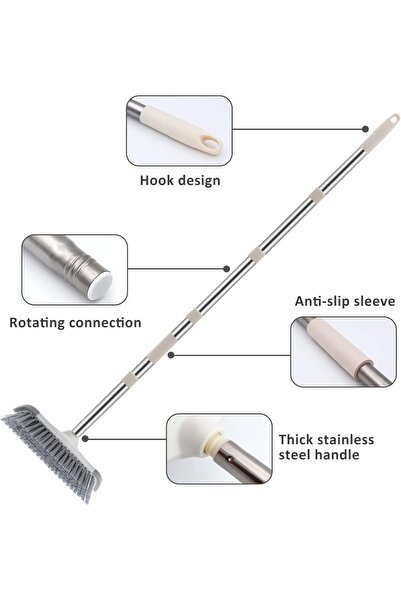 PhilaeEC extendable handle broom, plastic/metal, white/silver/gray, 24.8 x 157 cm