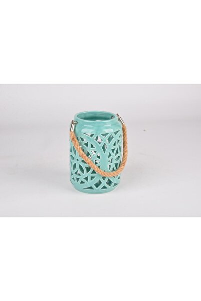 MAPLE LEAF فانوس سيراميك باكي، 17 سم، أخضر