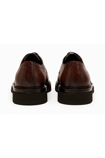 Growish GR0395 Hakiki Floter Deri İtalyan Tarz Yanık Kahve Yüksek Kalın Taban Spor Klasik Ayakkabı