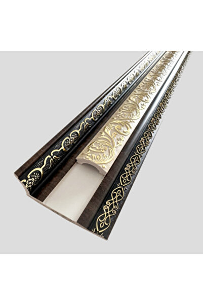 MallDeco Cornișă de tavan maro, stil elegant, 80,6 mm - 2,4 m