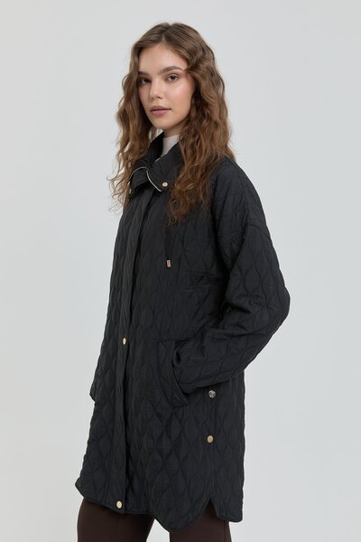 Nihan İnce Kapitone Yanları Çıt Çıt Detaylı Kap Siyah