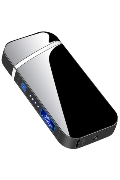 OptimStar Electric lighter, rechargeable, USB cable, fingerprint sensor, dual electric arc, windproof, Grey
