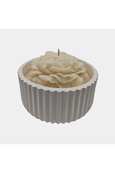 Ziani Wedding and Baptism Favor, Candle in Ceramic Bowl, Peony
