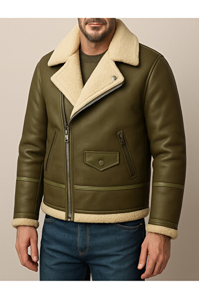 Fiyesmen kürklü suni deri erkek mont -1119-