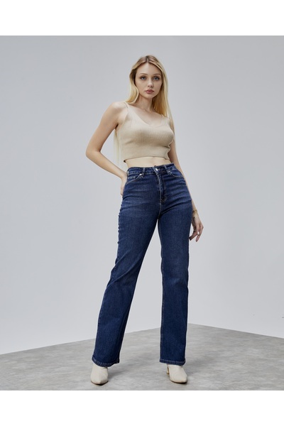 BEJNA Blugi pentru femei cu talie înaltă, cu picioare largi