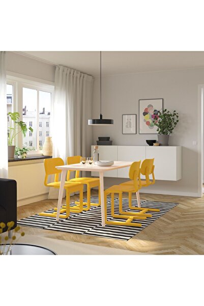 IKEA ahşap sandalye, sarı-huş