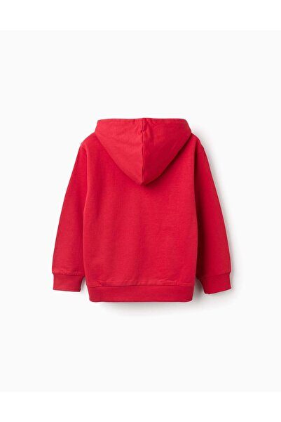 Ziddy Cotton Hooded Sweatshirt for Boys 'Sonic', red