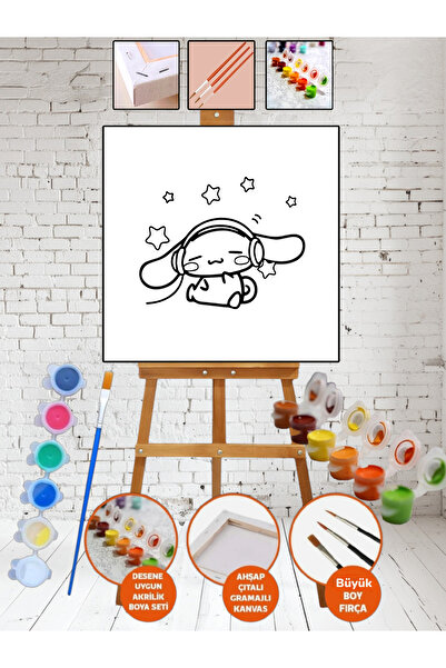 Elittablo Sayılarla Kanvas KOLAY BASİT Boyama 20x20 Tuval Fırça Etkinlik ve H...