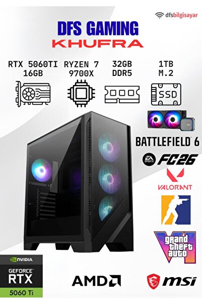 MSI DFS GAMING KHUFRA RYZEN 7 9700X-B650M-RTX 5060 TI 16GB-32GB DDR5 RAM-1TB ...