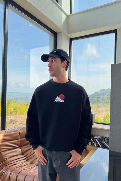 Flaw Wear Japan Nakışlı Bisiklet Yaka Sweatshirt