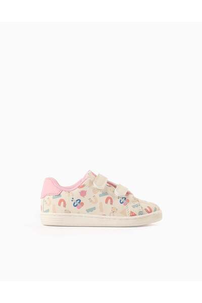Ziddy Trainers with Pattern and Touch-fasteners for Baby Girls, Beige/Pink