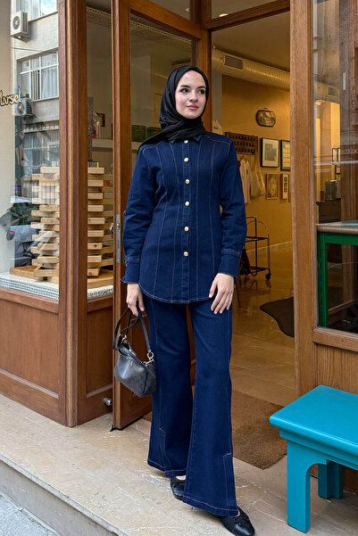 VESNA Gold Düğmeli Denim Takım