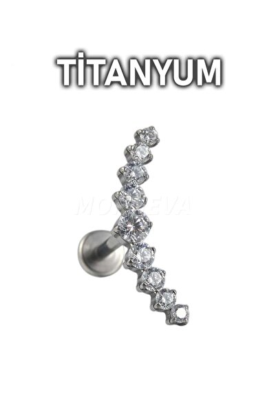 MORNEVA Titanyum Çoklu Daire Taşlı Kıkırdak Kulak Helix Conch Piercingi (1 Adet)