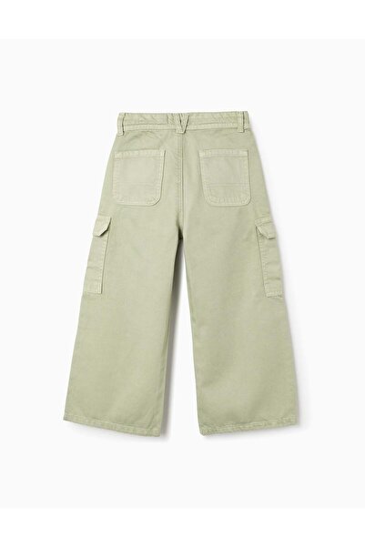 Ziddy Cargo Twill Trousers for Girls 'Wide Leg', Green