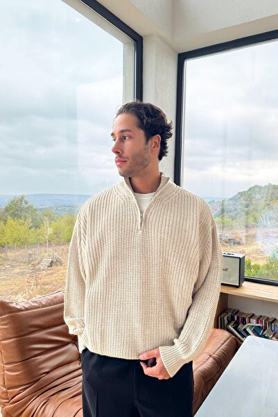 Flaw Wear Yarım Yaka Fermuarlı Bej Basic