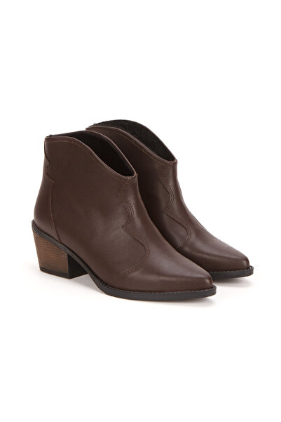 PASSAGE SHOES Kadın Western Kovboy Kısa Bot & Bootie 5118 KAHVE CİLT