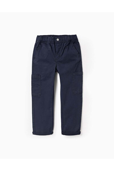 Ziddy Twill Cargo Trousers for Boys, Dark Blue
