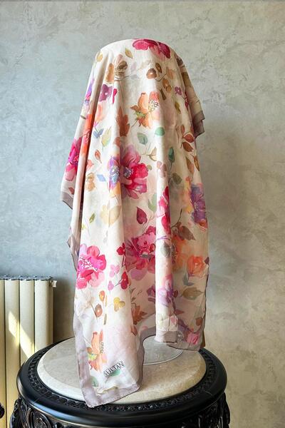 Sultan Eşarp شال من الخيزران منقوش من سلطان - موديل أبريل - DK01-03