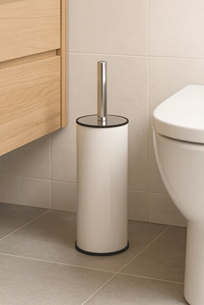 Sas Haus Perie de toaletă albă – Perie de toaletă din metal inoxidabil, decorativă și cu mâner (36 cm)