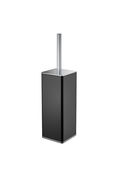 OMG Kaf Toilet Brush Holder, Square, Floor Standing - Matte Black/Chrome