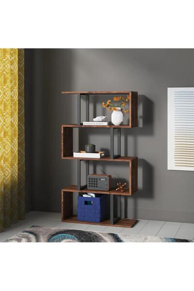 MAVİ TREND Metal Ahşap Kitaplık Dekoratif 5 Raflı Ofis Kitaplığı Kitap Dosya ...