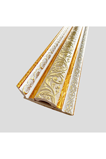 MallDeco Cornisa model clasic in relief, auriu cu alb, 80,6 mm