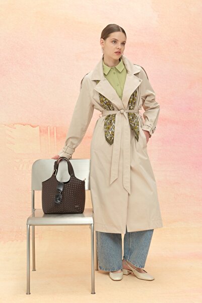 Nihan Kuşaklı Kruvaze Trençkot Bej