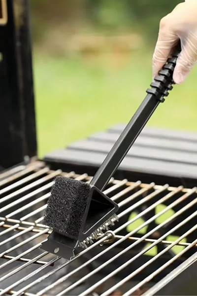 BALCI HEDİYELİK فرشاة تنظيف شواية الباربكيو ذات 3 وظائف على الوجهين