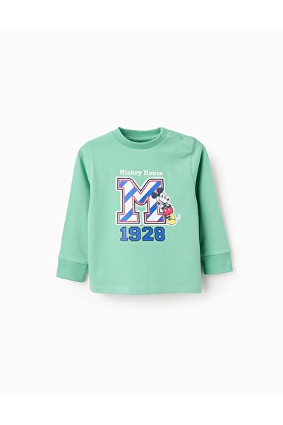 Ziddy Long Sleeve Cotton T-shirt for Baby Boys 'Mickey', Green