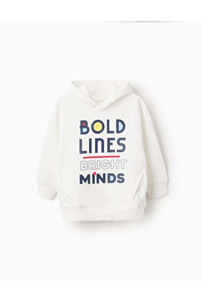 Ziddy Cotton Hooded Sweatshirt for Boys 'Bold', White
