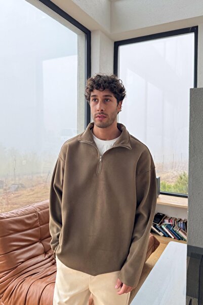 Flaw Wear Zippered Polo Neck Sweatshirt