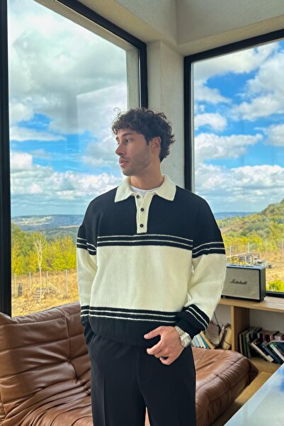 Flaw Wear Tricotaj cu nasturi Pulover Negru