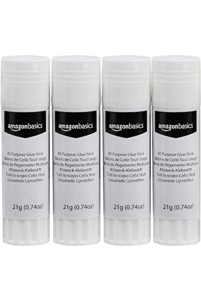 Amazon basics Set de 4 batoane de lipici lavabile, 21 g