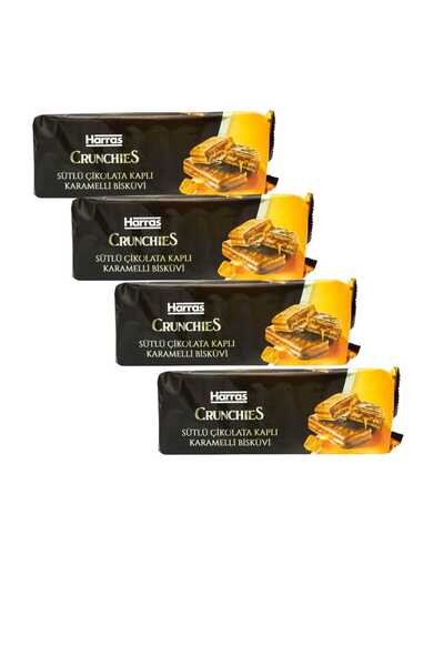 Harras Crunchies Sütlü Çikolata Kaplı Karamelli Bisküvi ithal 4 ADET x 145 GR