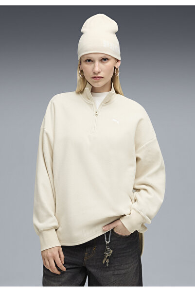 Puma Γυναικείο παντελόνι HER Oversized με μισή φερμουάρ και χειμωνιάτικη εφαρμογή