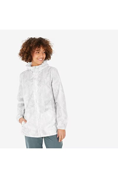 Decathlon Women's Outdoor Windproof Raincoat - Water Repellent - White - Raincut