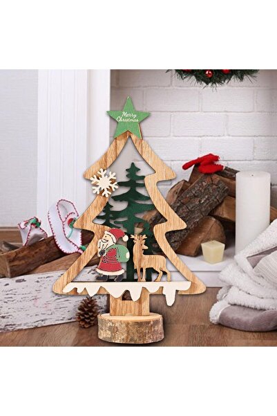 Flippy Christmas Decoration, Flippy, Wooden, 13 x 20 cm, Tree Model with Green Star, Multicolor