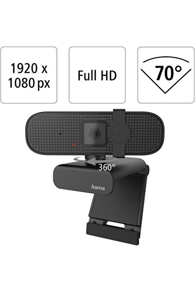 Hama 139991 كاميرا ويب للكمبيوتر الشخصي C-400 بدقة 1080 بكسل، لون أسود، مع منفذ HDMI