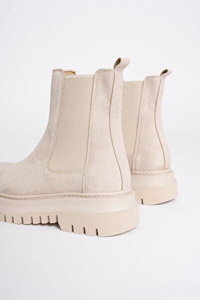 Mubiano Kadın Süet Lastikli Bot Bej Nova