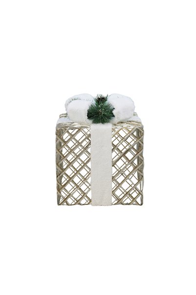 Dekorsende Rustic Gift Box with White Ribbon for New Year's Eve 20X18 cm