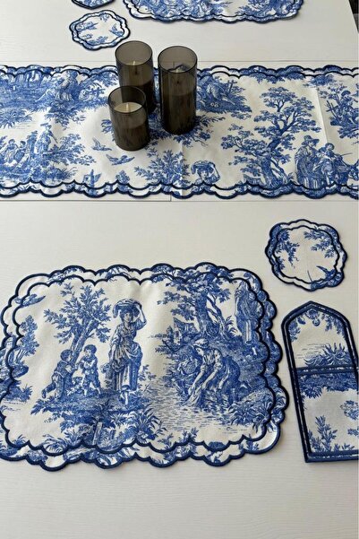 Çeyiz Diyarı Ocean Linen American Dinner Set 19 Piece Blue