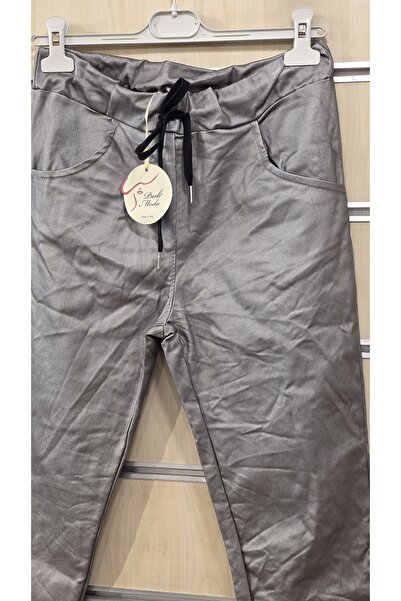 Park Moda Plain Pattern Leather Pants