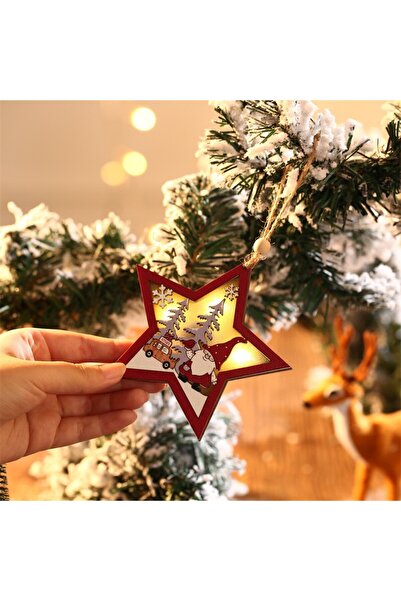 Flippy Flippy Christmas Tree Ornament with LED Lights, Wooden, Elf Figurine, Star Pattern, Multicolor