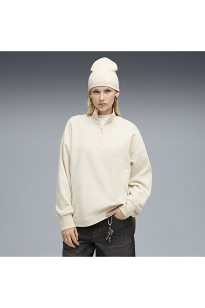 Puma Γυναικείο παντελόνι HER Oversized με μισή φερμουάρ και χειμωνιάτικη εφαρμογή