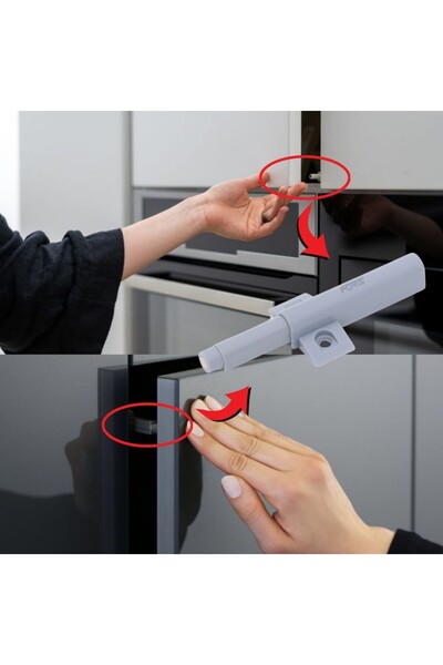 KOÇSAN Dolap Kapak Bas Aç Aparatı Plastik Gri