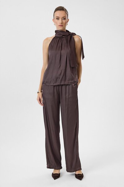 TIFFANY&TOMATO Kraşlı Saten Pantolon - Kahve