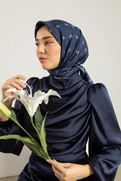 Silk Home Eșarfă din mătase Tivil cu model mixt albastru bleumarin, gri IST 1...