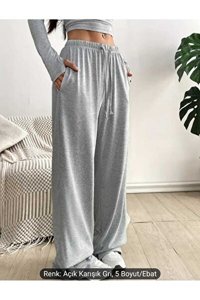 BERYY MODA Gri Kadın Baggy Battal Büyük Beden Spor Giyim Kaliteli Bol Kesim Esnek Rahat Kumaş Eşofman Altı237