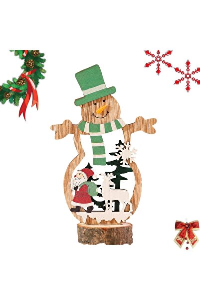 Flippy Christmas Decoration, Wooden, 10.5 x 18 cm, Snowman with Green Hat, Multicolor