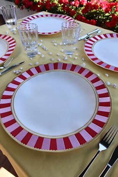 YXL HOME American Service 6-Piece Faux Leather Embroidered Retro Patterned Round Luxury Dining Table Set